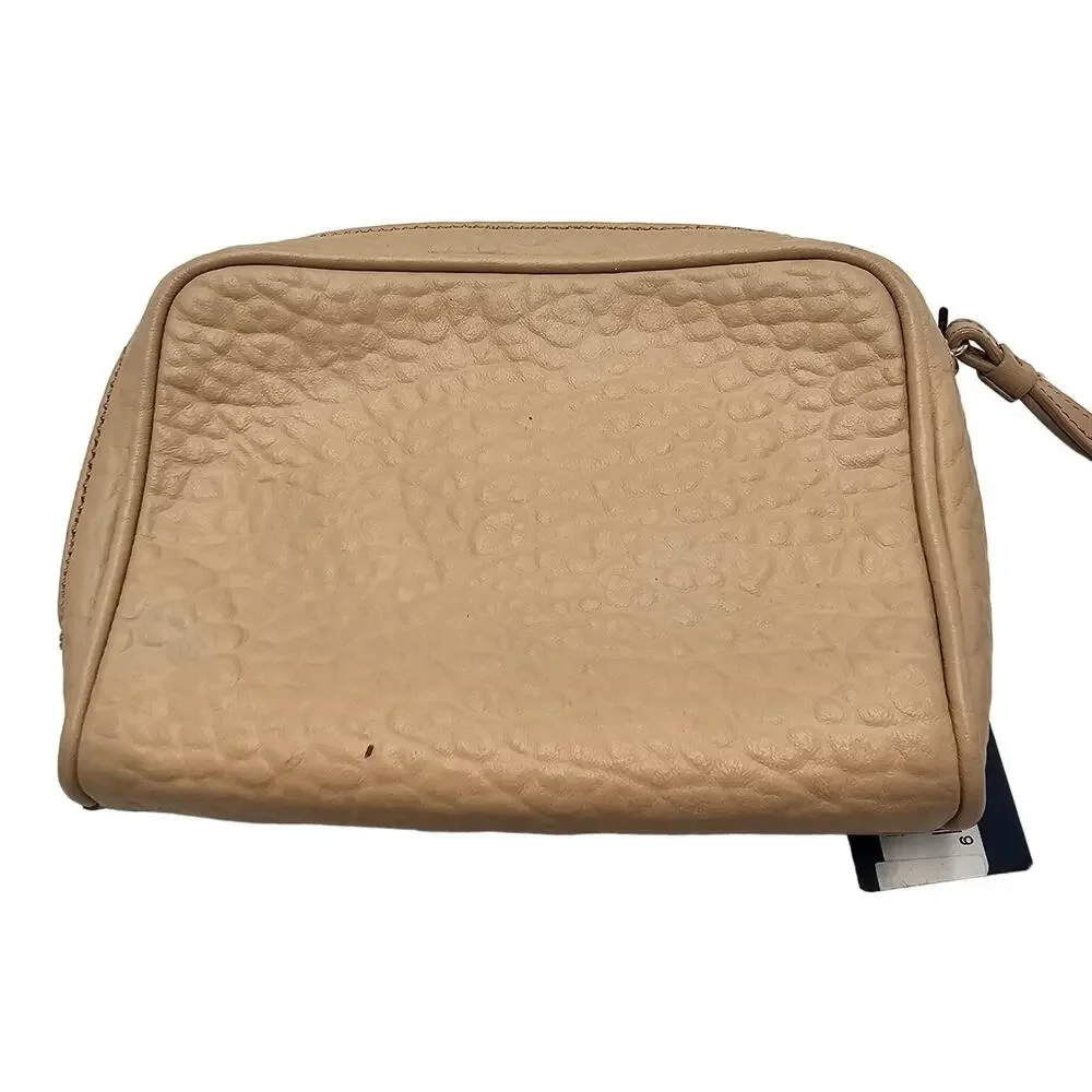 Cole Haan Wristlet Bag Zip Around Purse Leather Neutral Classic Timeless Capsule